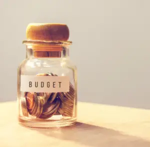 image of jar with text: budget