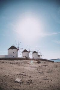 Image of 4 windmills in Mykonos, Greece How to Plan a trip to Europe