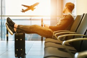 Man sitting in airport photo