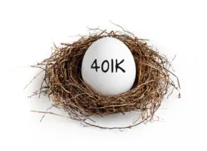 Image with an egg in a nest with 401k