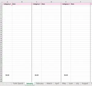 Monthly view of yearly spending tracker