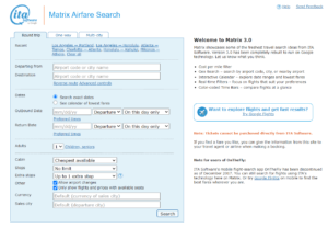 Screenshot of ITA Matrix - Planning a Trip to Hawaii